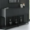 Credenza Basilia, 150x30h80 cm, Antracite e Nero<Dmora Discount