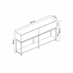 Credenza Basilia, 150x30h80 cm, Antracite e Argento<Dmora Best Sale