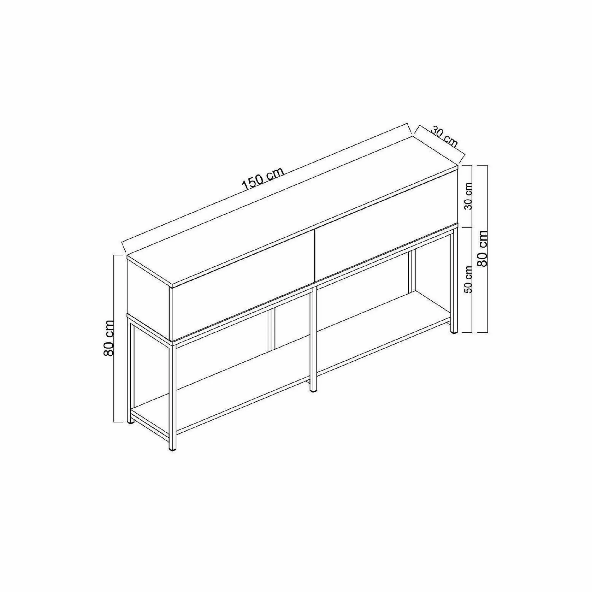 Credenza Basilia, 150x30h80 cm, Antracite e Argento<Dmora Best Sale
