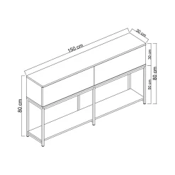 Credenza Basilia, 150x30h80 cm, Antracite e Nero<Dmora Discount