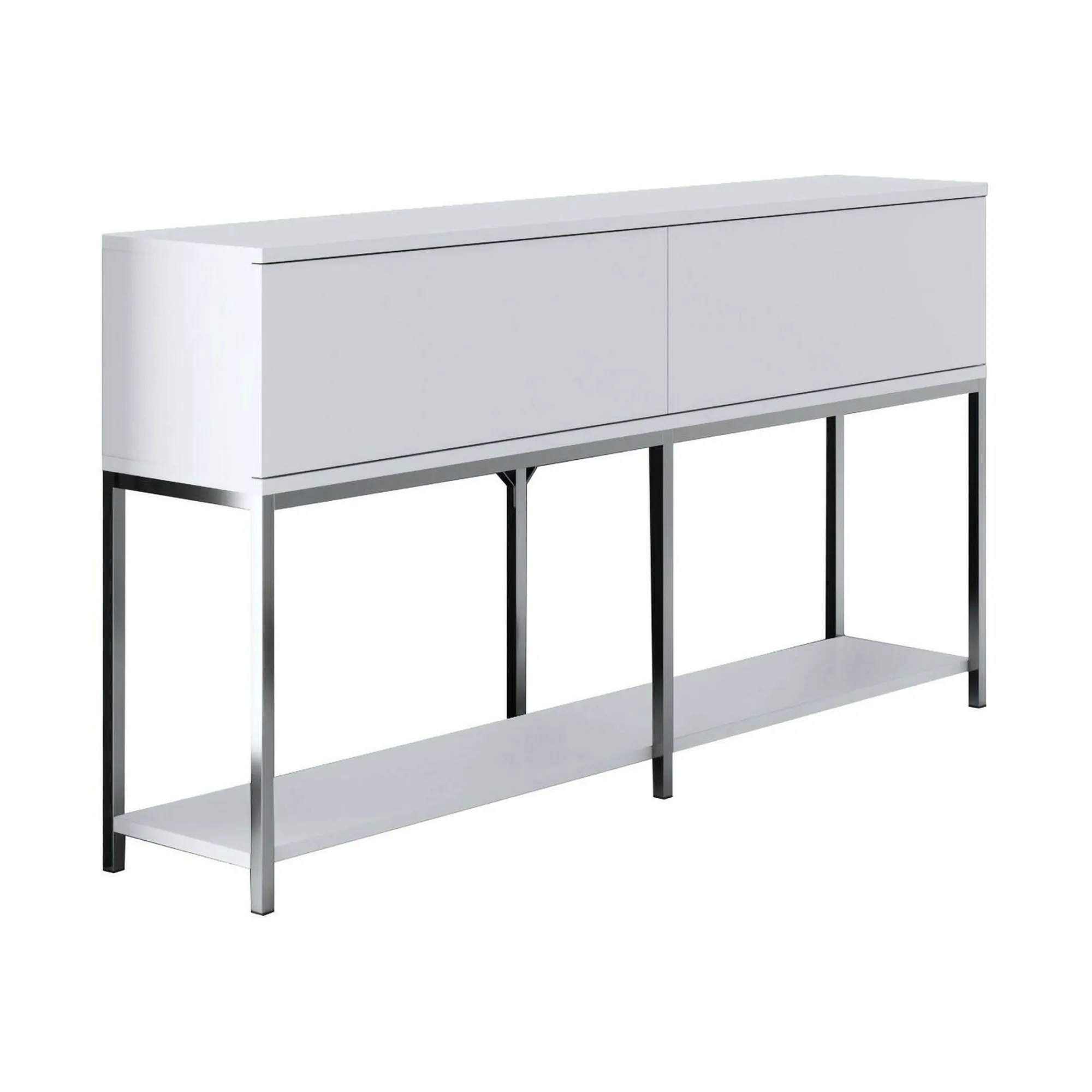 Credenza Basilia, 150x30h80 cm, Bianco e Argento<Dmora Clearance
