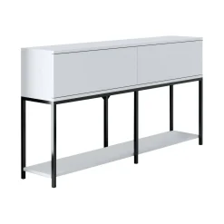 Credenza Basilia, 150x30h80 cm, Bianco e Nero<Dmora Discount