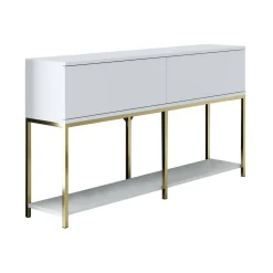 Credenza Basilia, 150x30h80 cm, Bianco e Oro<Dmora Hot