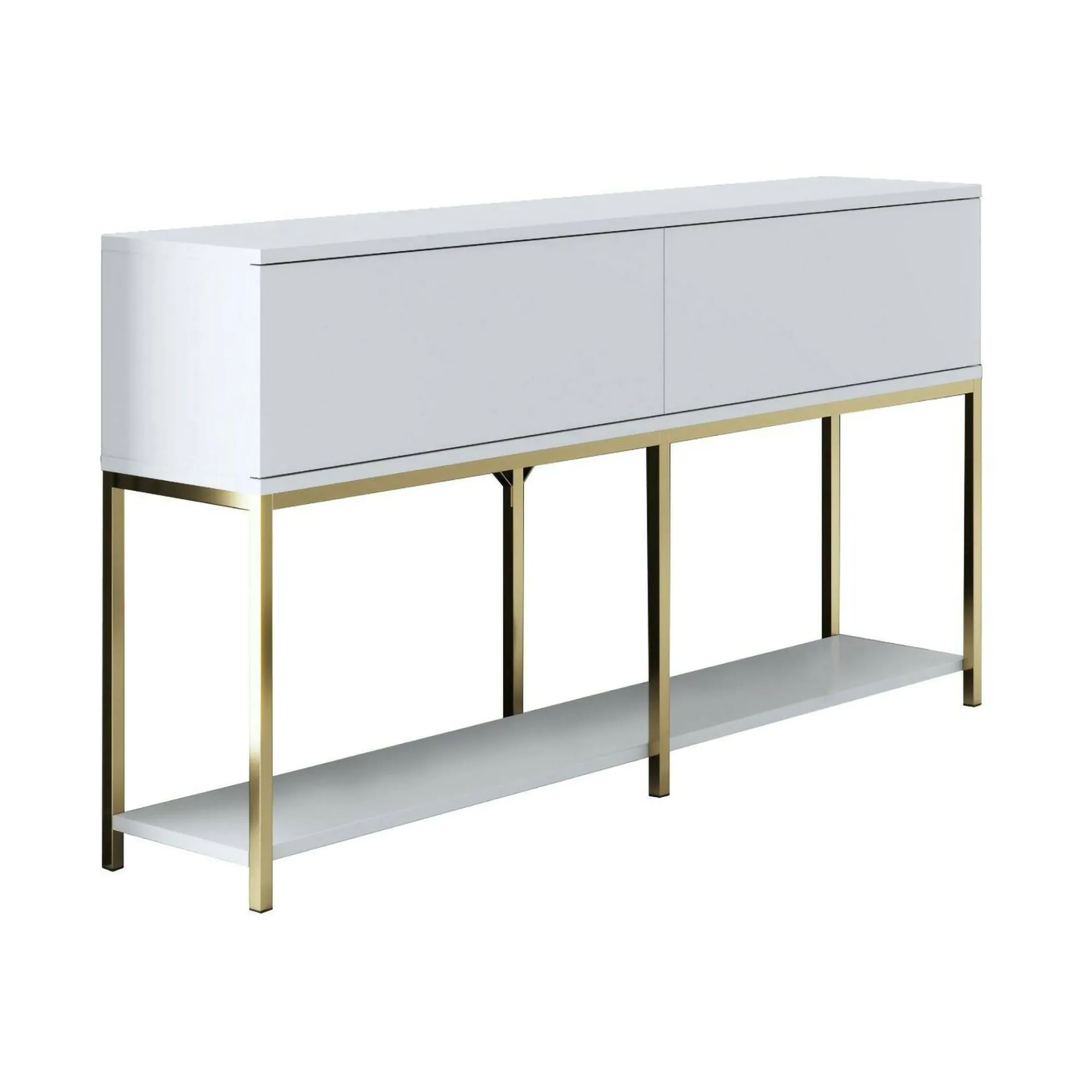 Credenza Basilia, 150x30h80 cm, Bianco e Oro<Dmora Hot