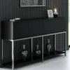 Credenza Basilia, 150x30h80 cm, Nero e Argento<Dmora Sale