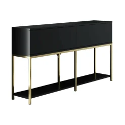 Credenza Basilia, 150x30h80 cm, Nero e Oro<Dmora Cheap