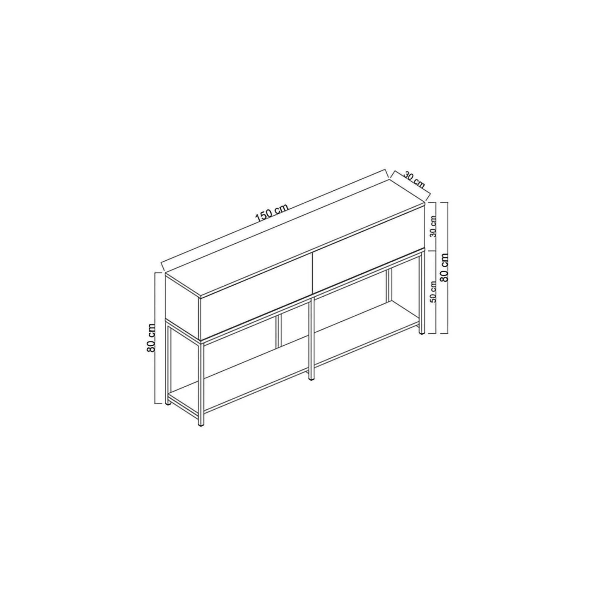 Credenza Basilia, 150x30h80 cm, Nero e Argento<Dmora Sale