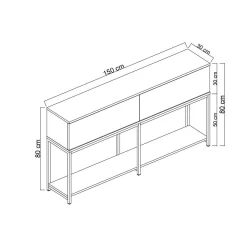 Credenza Basilia, 150x30h80 cm, Nero e Oro<Dmora Cheap