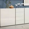 Credenza Baveno, 180x38h92 cm, Bianco lucido e Antracite<Dmora Online
