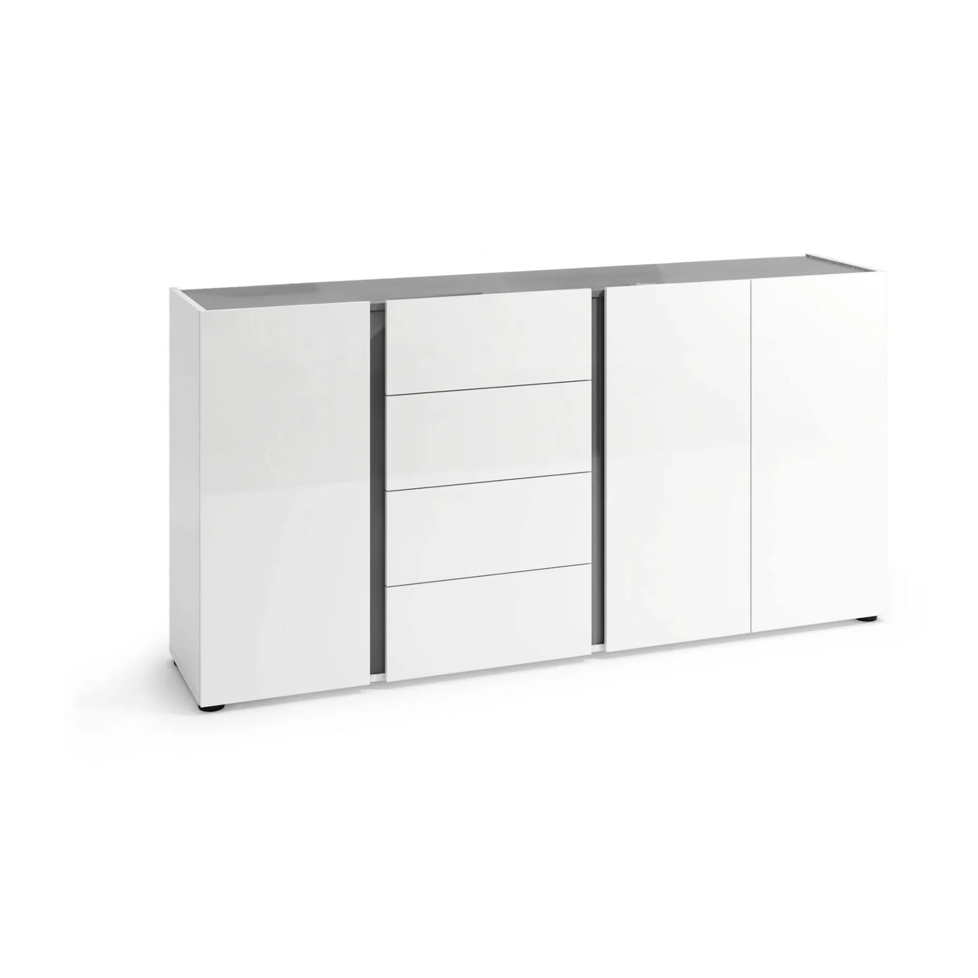 Credenza Baveno, 180x38h92 cm, Bianco lucido e Antracite<Dmora Online