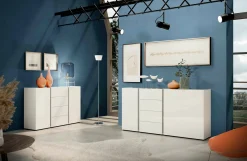 Credenza Baveno, 180x38h92 cm, Bianco lucido e Antracite<Dmora Online