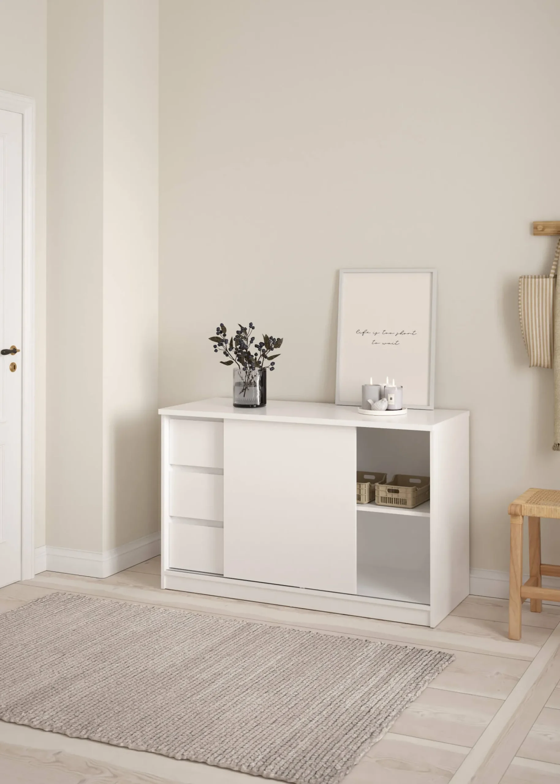 Credenza Bebinca, 50x119 h76 cm, Bianco<Dmora Flash Sale