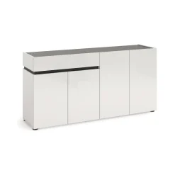 Credenza Beinette, 160x42h80 cm, Bianco lucido e Antracite<Dmora New