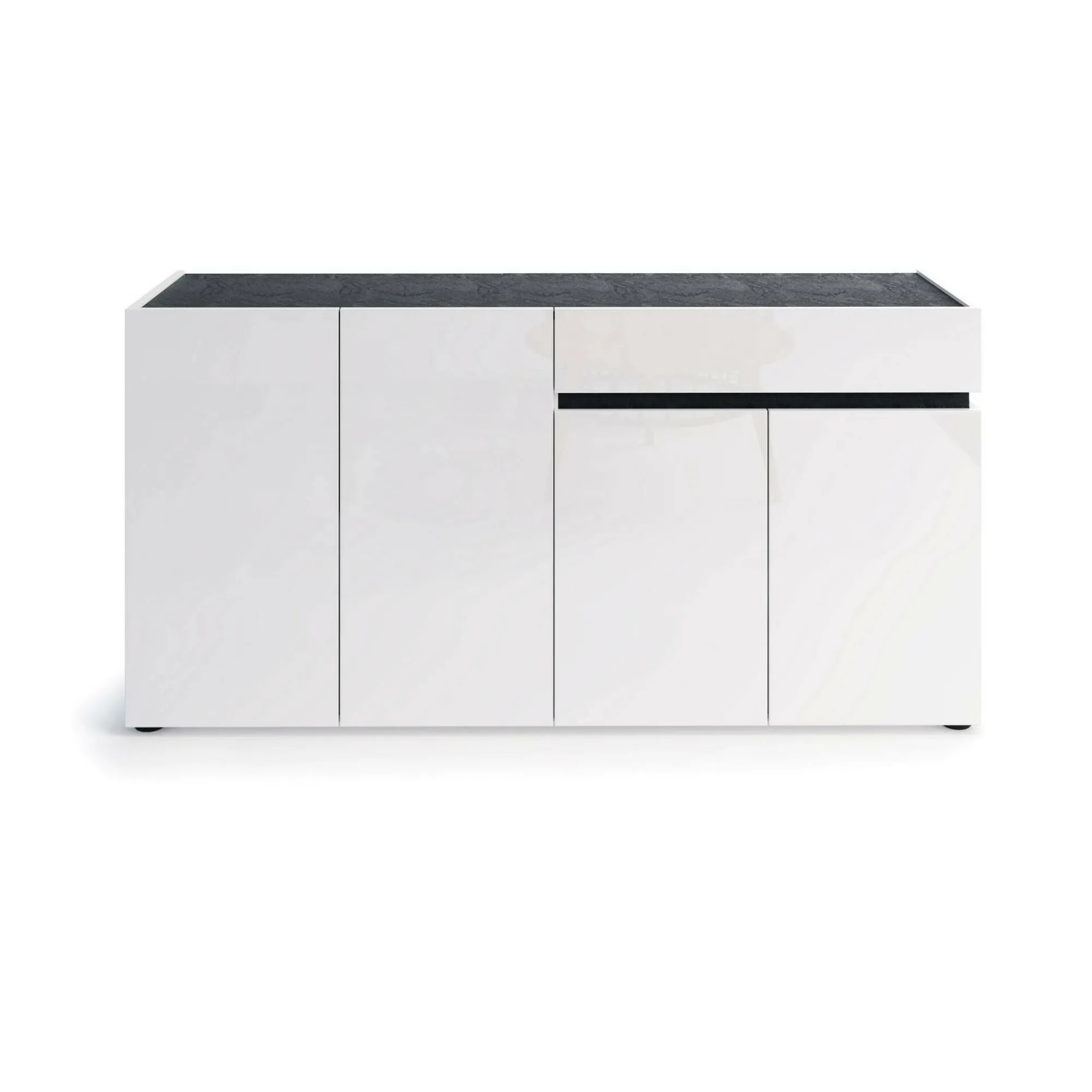 Credenza Beinette, 160x42h80 cm, Bianco lucido e Antracite<Dmora New