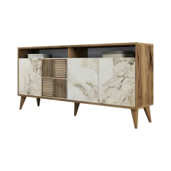 Credenza Benjamin, 160x35 h78 cm, Noce e Grigio<Dmora Cheap
