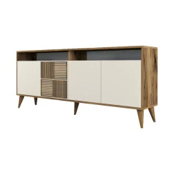 Credenza Benjamin, 180x35 h79 cm, Noce e Crema<Dmora Clearance