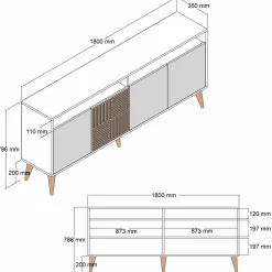 Credenza Benjamin, 180x35 h79 cm,<Dmora Hot
