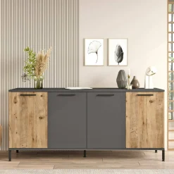 Credenza Bratislava, 160x40 h72 cm, Quercia e Antracite<Dmora Best