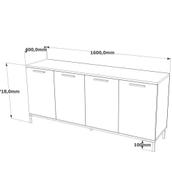 Credenza Bratislava, 160x40 h72 cm, Quercia e Antracite<Dmora Best