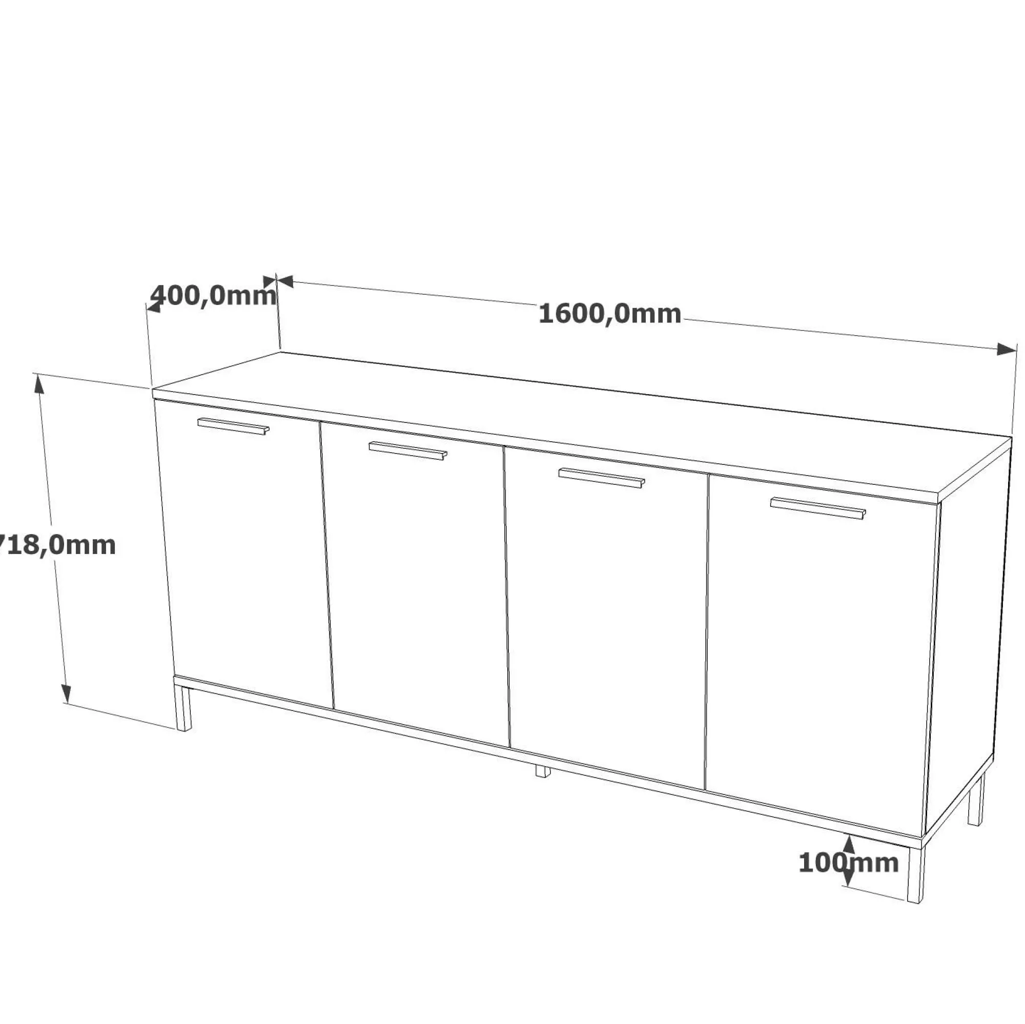 Credenza Bratislava, 160x40 h72 cm, Quercia e Antracite<Dmora Best