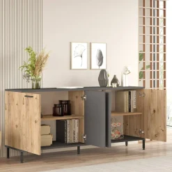 Credenza Bratislava, 160x40 h72 cm, Quercia e Antracite<Dmora Best