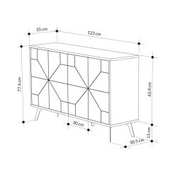 Credenza Brunale, 123x35h77 cm,<Dmora Fashion