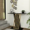 Credenza Cempaka, 90x30 h77 cm, Nero e Oro<Dmora Discount