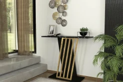 Credenza Cempaka, 90x30 h77 cm, Nero e Oro<Dmora Discount