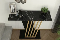 Credenza Cempaka, 90x30 h77 cm, Nero e Oro<Dmora Discount