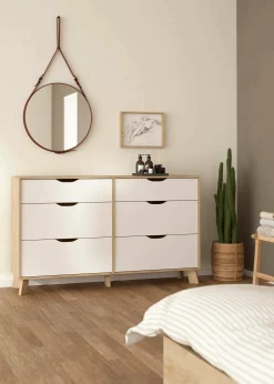 Credenza Chito, 40x156 h92 cm, Rovere e Bianco<Dmora Sale