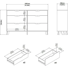 Credenza Chito, 40x156 h92 cm, Rovere e Bianco<Dmora Sale