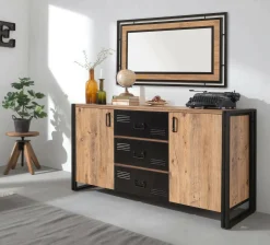 Credenza Cimaron, 160x45 h80 cm, Quercia e Nero<Dmora Store