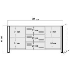 Credenza Cimaron, 160x45 h80 cm, Quercia e Nero<Dmora Store