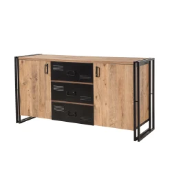 Credenza Cimaron, 160x45 h80 cm, Quercia e Nero<Dmora Store
