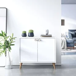 Credenza con due ante battenti e due ripiani interni, cm 85 x 35 x 74, colore<Dmora Flash Sale