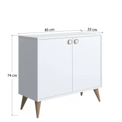 Credenza con due ante battenti e due ripiani interni, cm 85 x 35 x 74, colore<Dmora New
