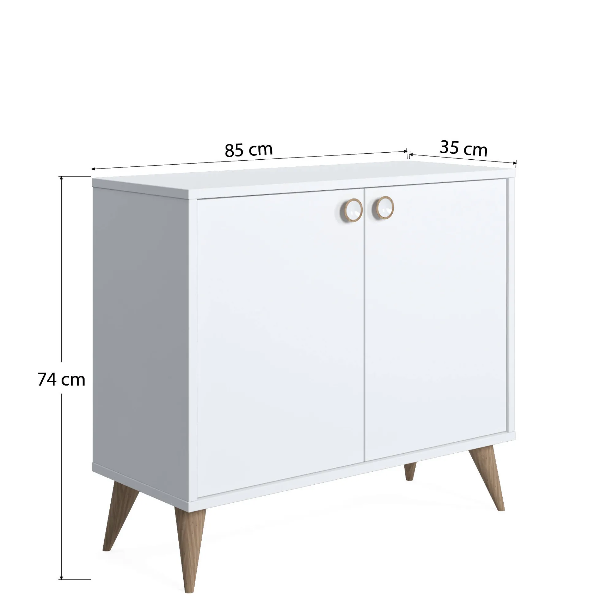 Credenza con due ante battenti e due ripiani interni, cm 85 x 35 x 74, colore<Dmora New