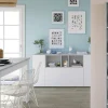 Credenza Crisantemo, 150x41h76 cm, Bianco e Cemento<Dmora Store