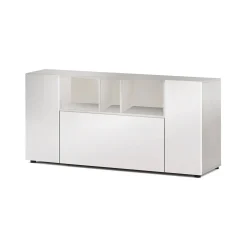 Credenza Crisantemo, 150x41h76 cm, Bianco e Cemento<Dmora Store