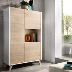Credenza Crono, 81x43h135 cm, Rovere e Bianco<Dmora Sale