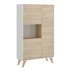 Credenza Crono, 81x43h135 cm, Rovere e Bianco<Dmora Sale
