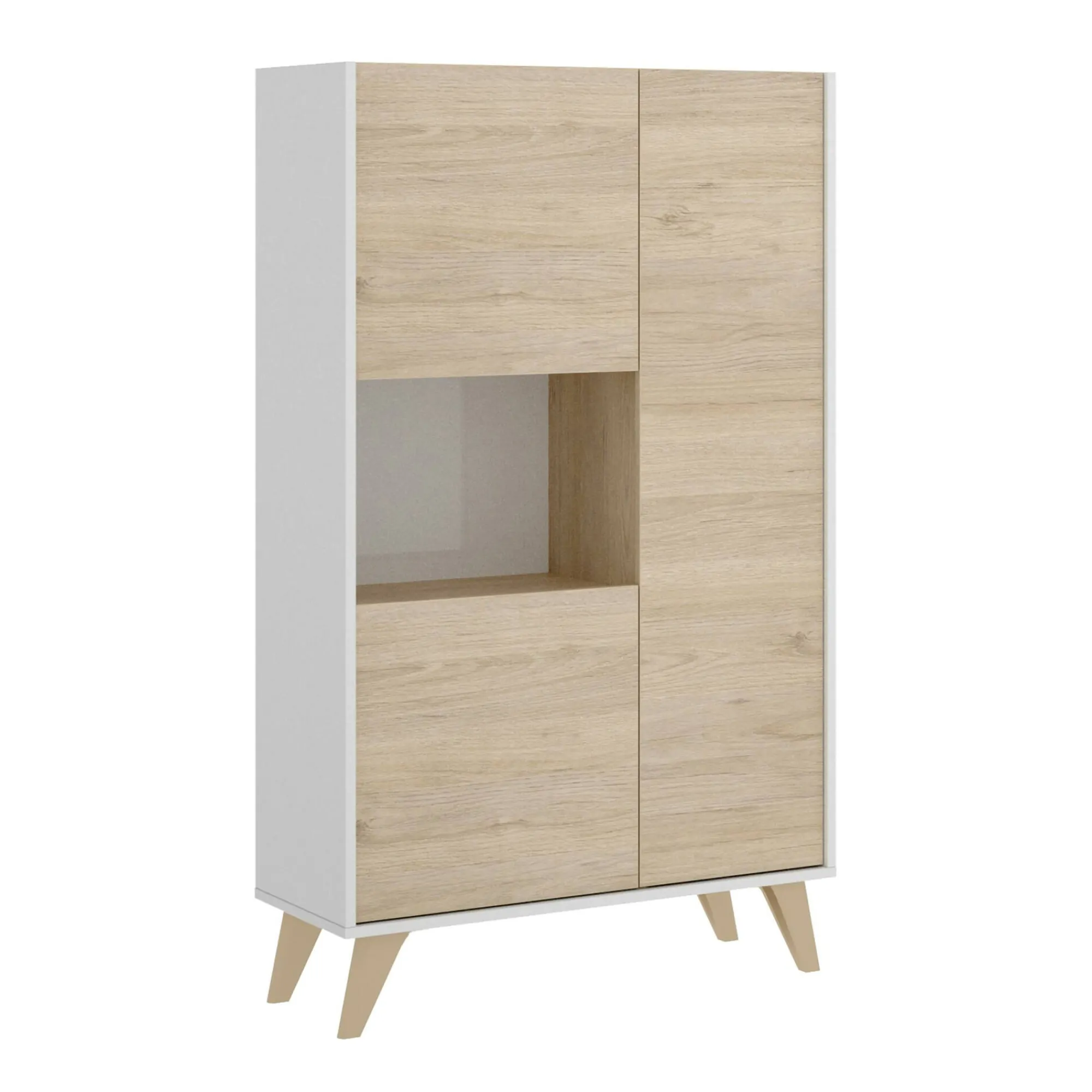 Credenza Crono, 81x43h135 cm, Rovere e Bianco<Dmora Sale