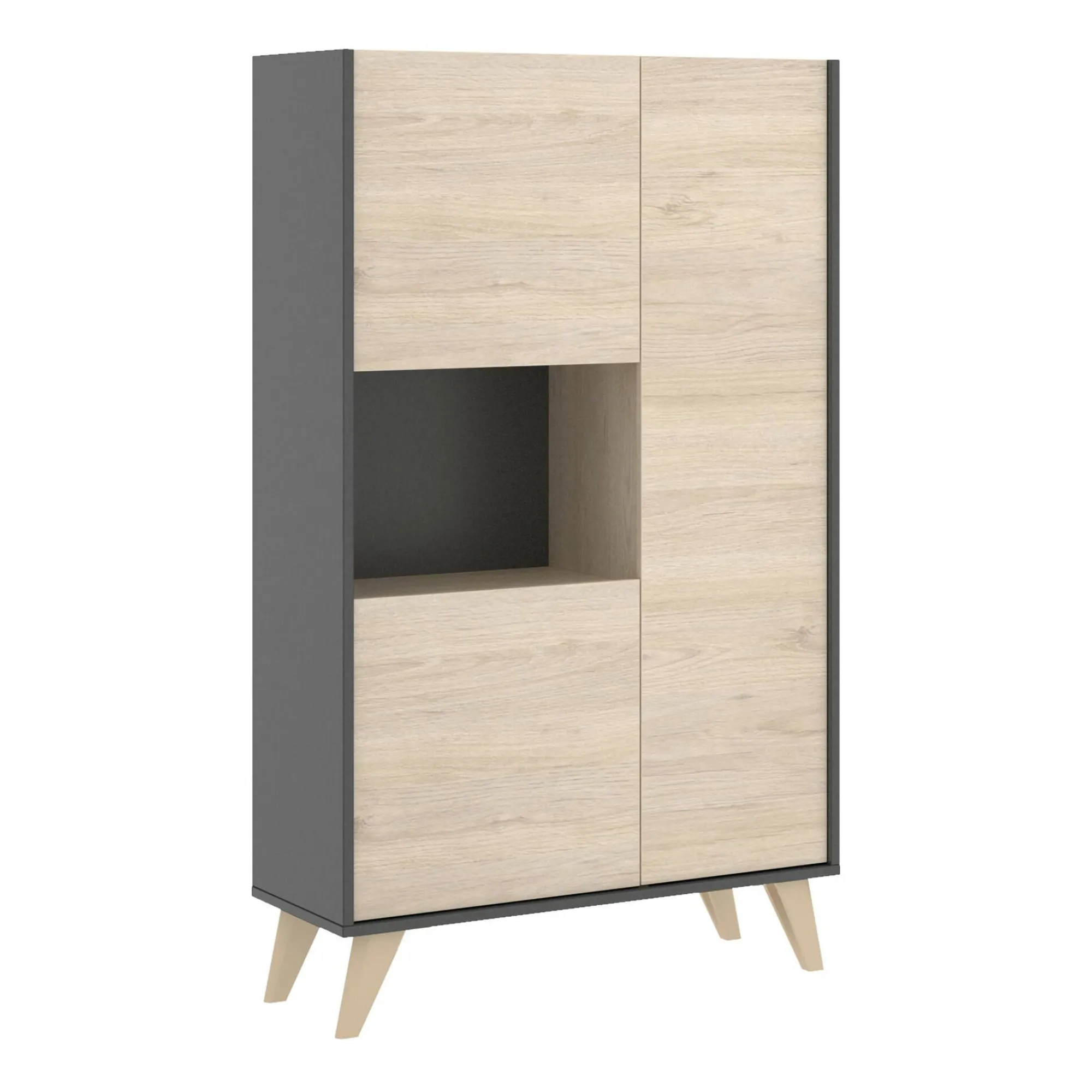 Credenza Crono, 81x43h135 cm, Rovere e Antracite<Dmora Cheap