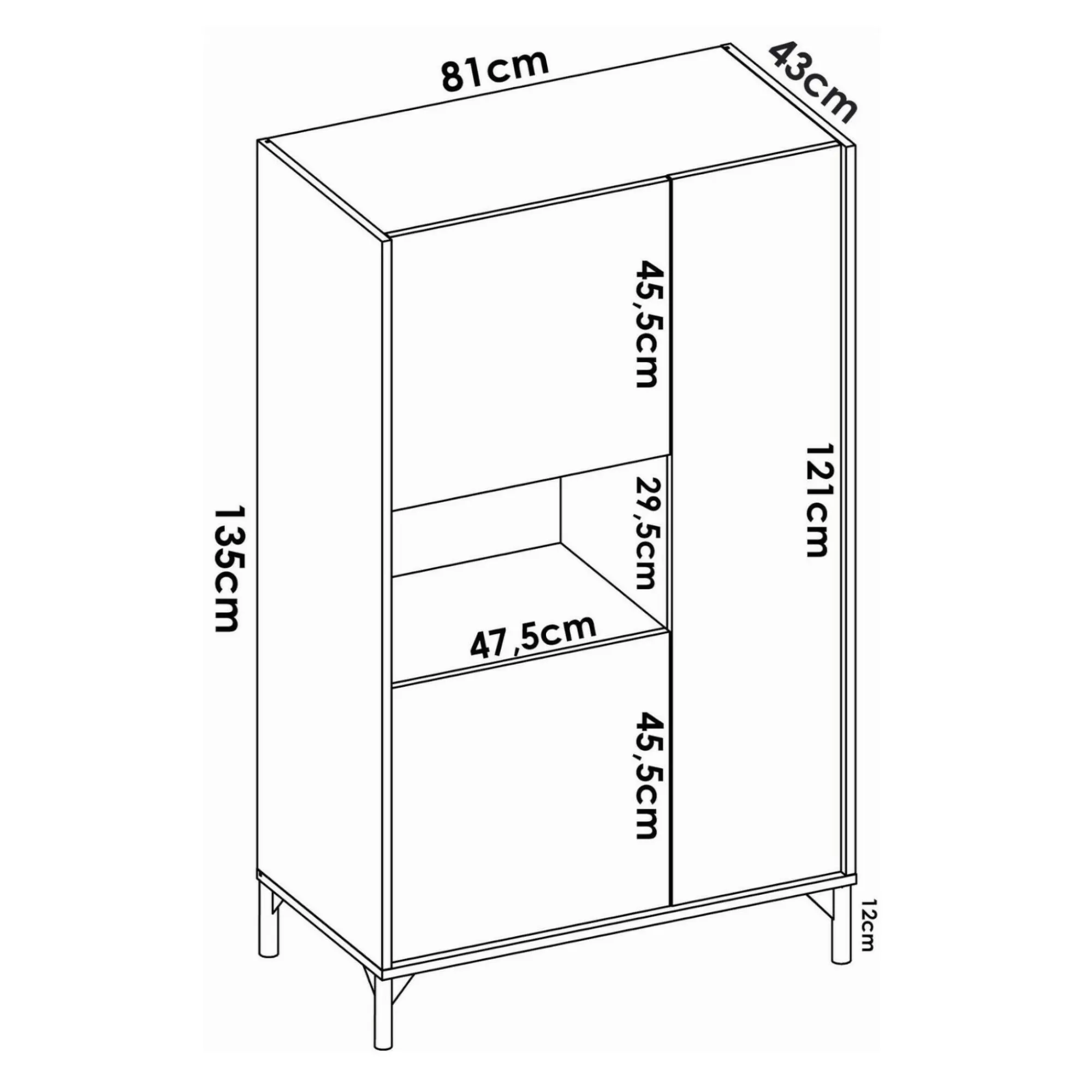Credenza Crono, 81x43h135 cm, Rovere e Bianco<Dmora Sale
