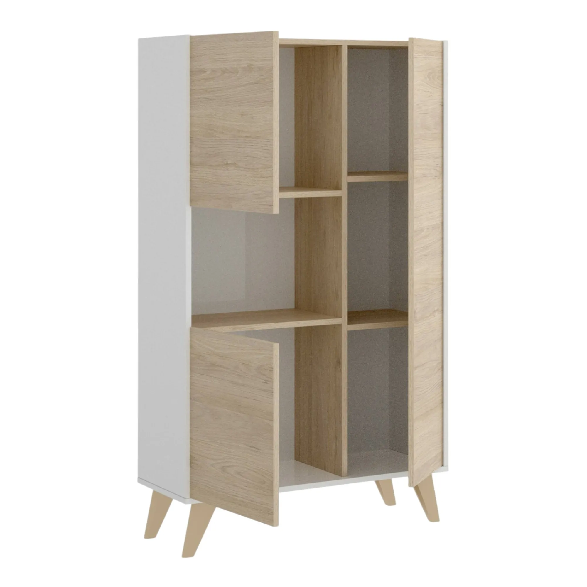 Credenza Crono, 81x43h135 cm, Rovere e Bianco<Dmora Sale