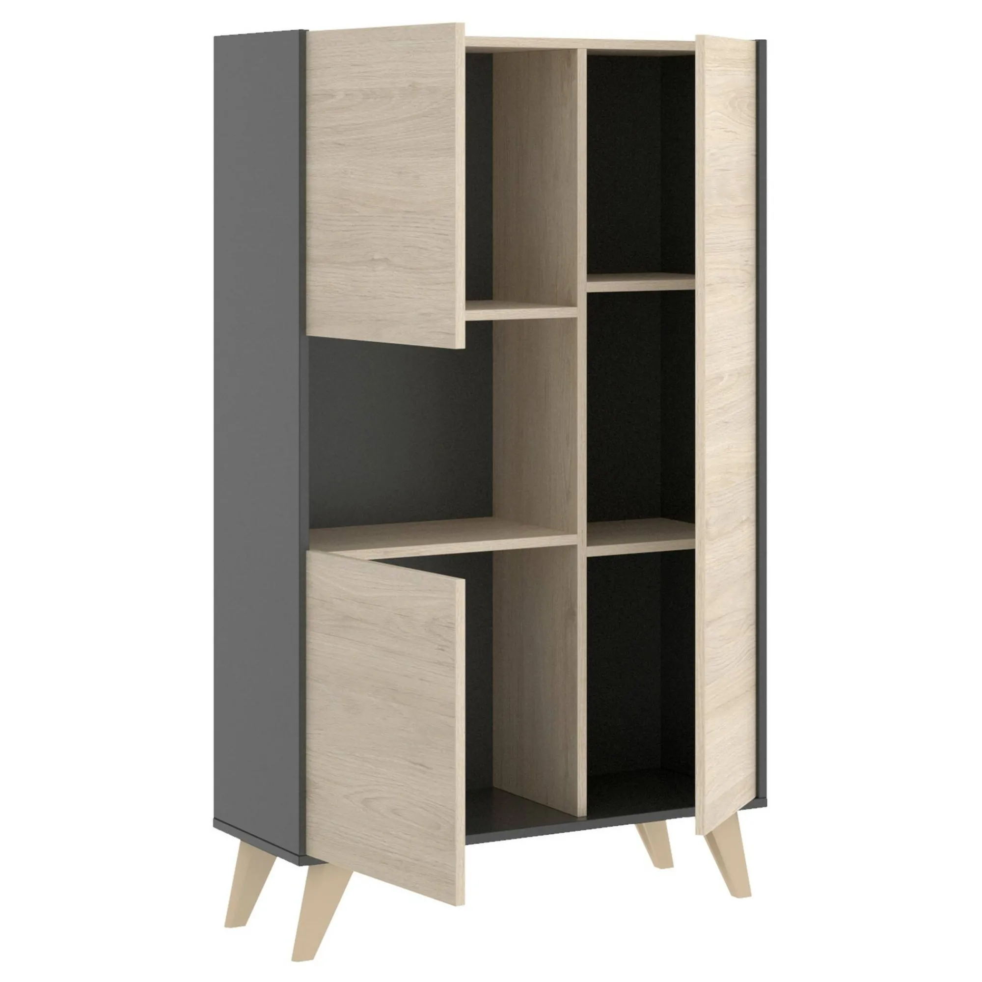 Credenza Crono, 81x43h135 cm, Rovere e Antracite<Dmora Cheap