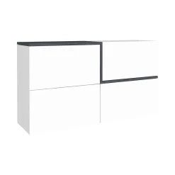 Credenza Daabe, cm 150x40h80, Bianco lucido e Ardesia<Dmora Cheap