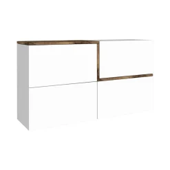 Credenza Daabe, cm 150x40h80, Bianco lucido e Acero<Dmora Flash Sale