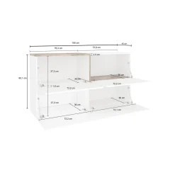 Credenza Daabe, cm 150x40h80, Bianco lucido e Acero<Dmora Flash Sale