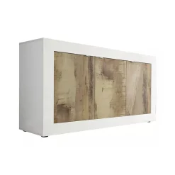 Credenza Dabat, 160x43 h86 cm, Bianco e Acacia<Dmora Fashion